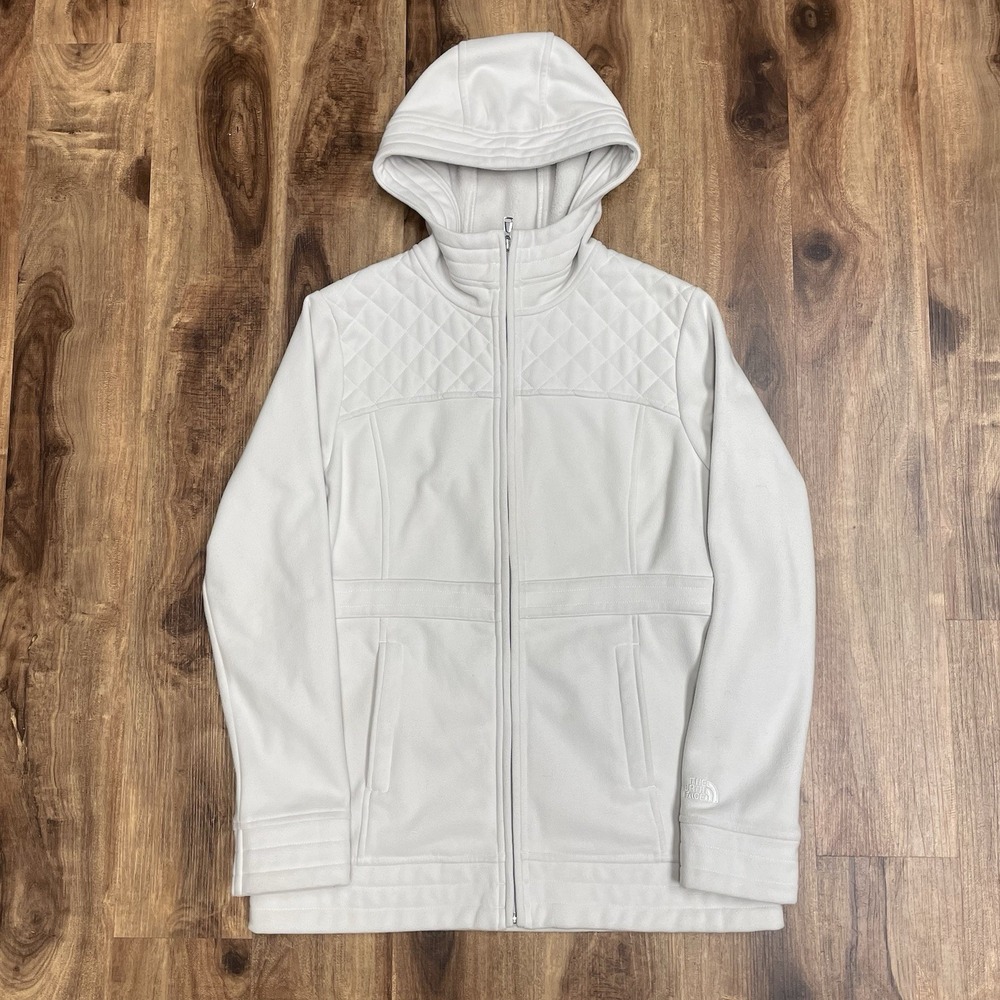 The North Face Avery Fleece Hooded Jacket Full Zip White Womens Medium
